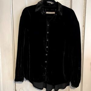 Free People Crushed Velvet Button Down
